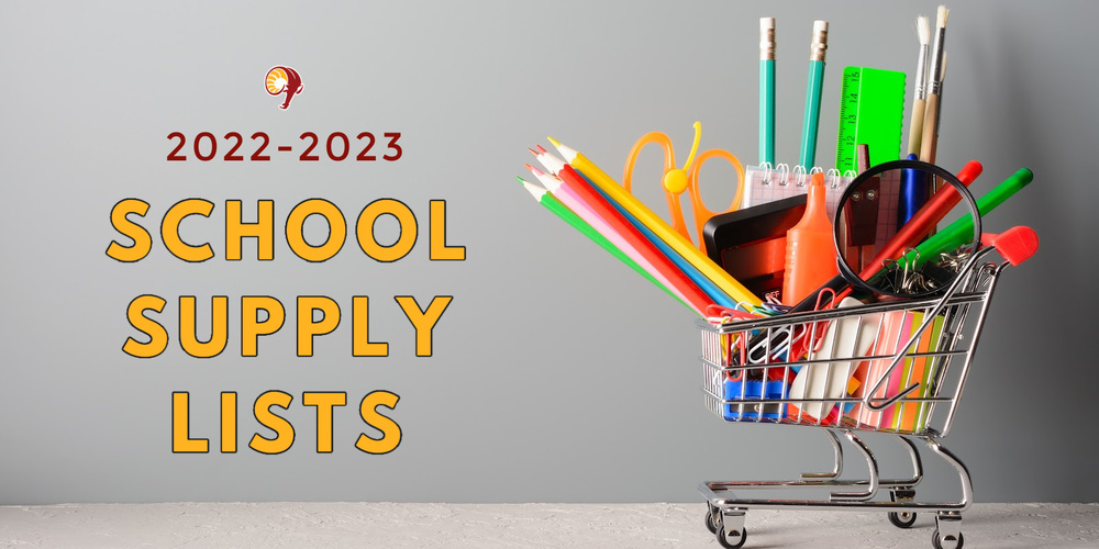 2022-2023 School Supply Lists Inage: A tiny shopping cart full of regular sized school supplies