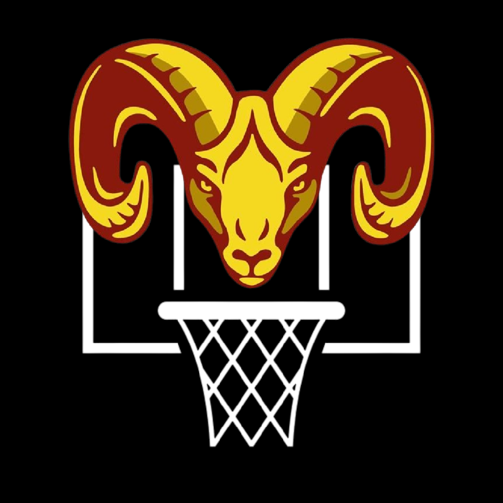 Ram Logo over a basketball hoop