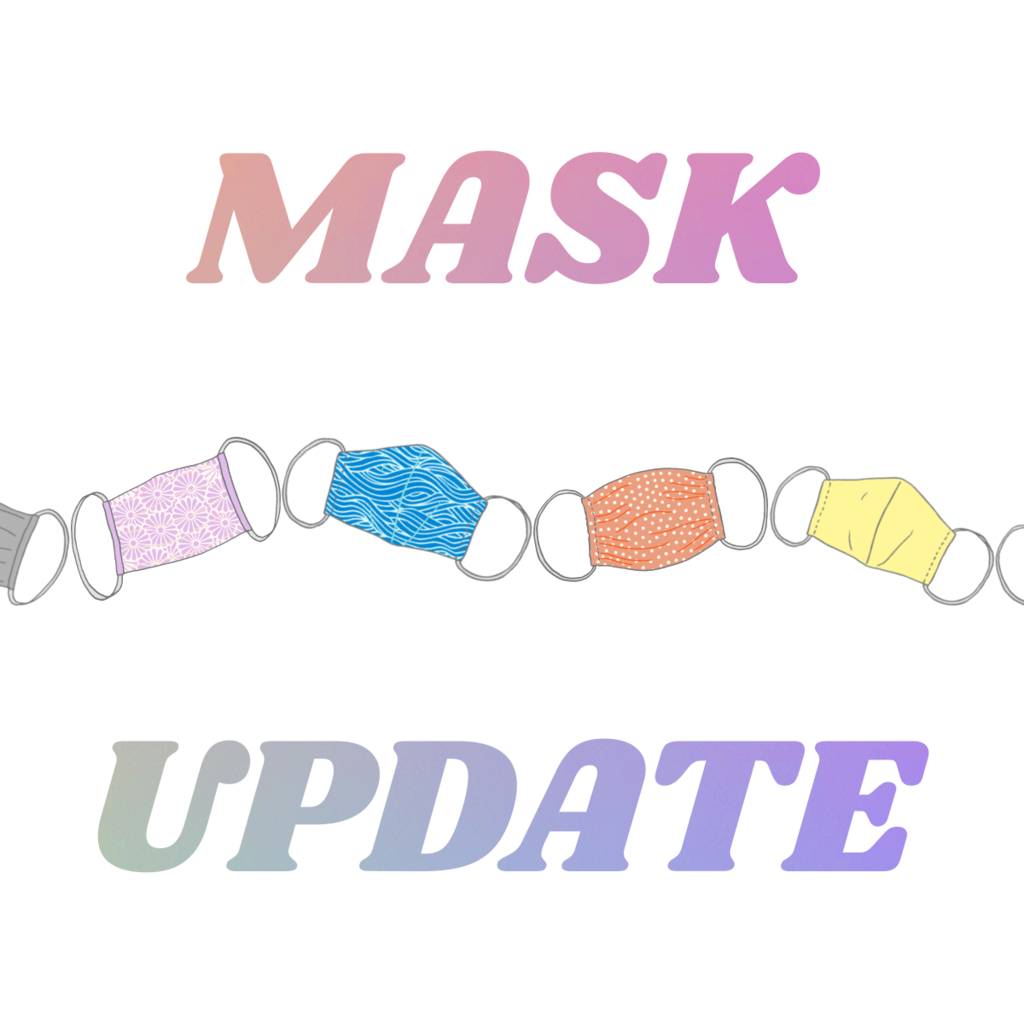 A banner of small colorful masks and the text "MASK UPDATE"